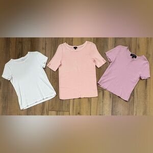 Lot of 3 Short Sleeve Tops Talbots Light Pink Peach and White